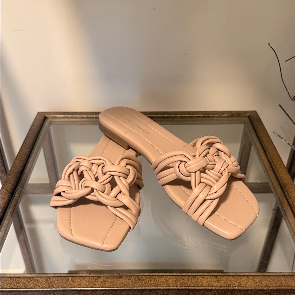 Marc Fisher Braided Slide Sandals in Nude Pink